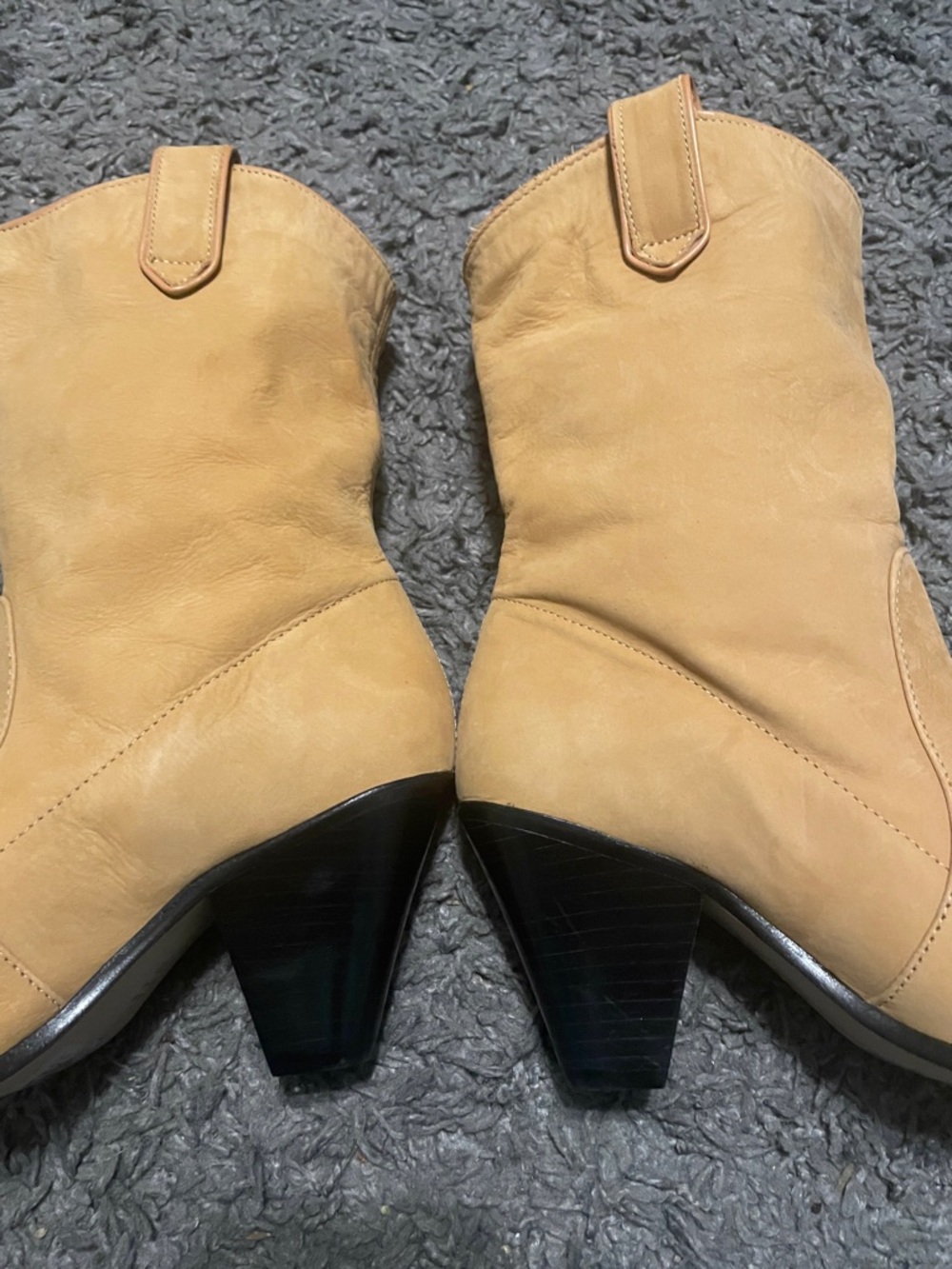 SCHUTZ Pointed-Toe Mid-Calf Heeled Boots in Tan - Picture 5 of 11
